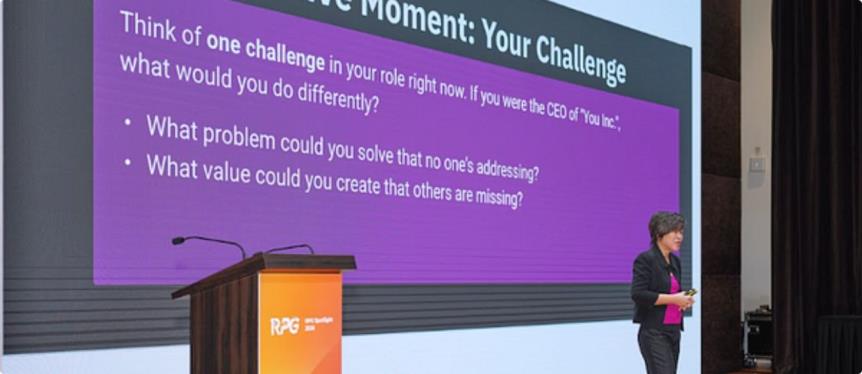 Adeline presenting the leadership challenge