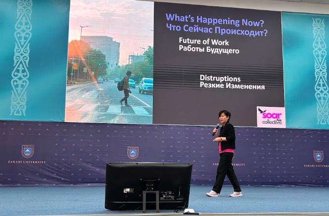 Adeline Tiah on stage at the Kazakhstan keynote