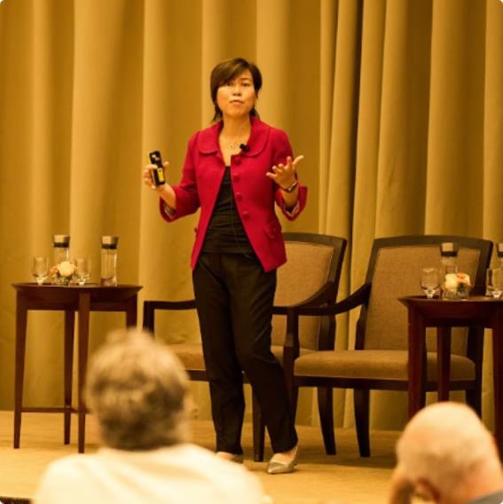 Adeline Tiah delivering a keynote to the global leadership team